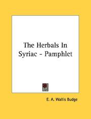 Cover of: The Herbals In Syriac - Pamphlet
