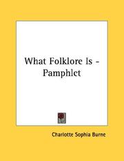 Cover of: What Folklore Is - Pamphlet