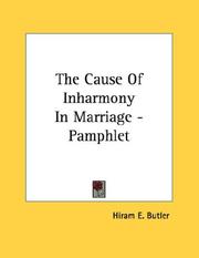 Cover of: The Cause Of Inharmony In Marriage - Pamphlet
