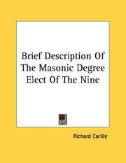 Cover of: Brief Description Of The Masonic Degree Elect Of The Nine