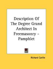 Cover of: Description Of The Degree Grand Architect In Freemasonry - Pamphlet