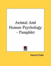 Cover of: Animal And Human Psychology - Pamphlet by Edward Clodd