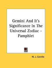 Cover of: Gemini And It's Significance In The Universal Zodiac - Pamphlet