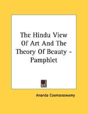 Cover of: The Hindu View Of Art And The Theory Of Beauty - Pamphlet | Ananda Kentish Coomaraswamy