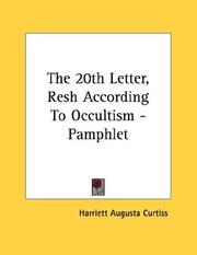 Cover of: The 20th Letter, Resh According To Occultism - Pamphlet