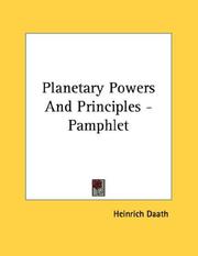 Cover of: Planetary Powers And Principles - Pamphlet