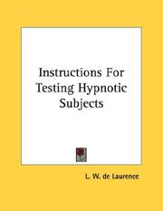 Cover of: Instructions For Testing Hypnotic Subjects