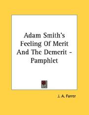 Cover of: Adam Smith's Feeling Of Merit And The Demerit - Pamphlet by J. A. Farrer
