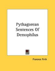 Cover of: Pythagorean Sentences Of Demophilus by Florence Firth