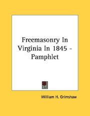 Cover of: Freemasonry In Virginia In 1845 - Pamphlet