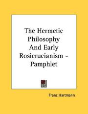 Cover of: The Hermetic Philosophy And Early Rosicrucianism - Pamphlet