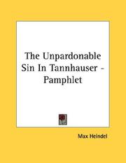 Cover of: The Unpardonable Sin In Tannhauser - Pamphlet