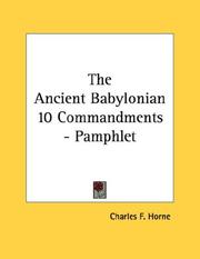 Cover of: The Ancient Babylonian 10 Commandments - Pamphlet
