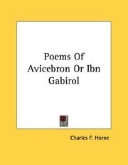 Cover of: Poems Of Avicebron Or Ibn Gabirol