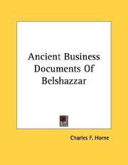 Cover of: Ancient Business Documents Of Belshazzar