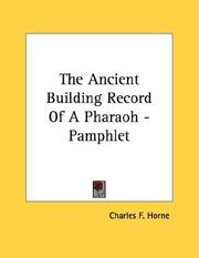 Cover of: The Ancient Building Record Of A Pharaoh - Pamphlet