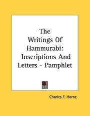Cover of: The Writings Of Hammurabi by Charles F. Horne