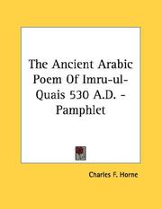 Cover of: The Ancient Arabic Poem Of Imru-ul-Quais 530 A.D. - Pamphlet