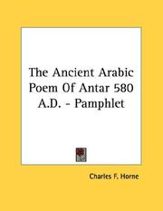 Cover of: The Ancient Arabic Poem Of Antar 580 A.D. - Pamphlet