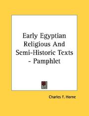 Cover of: Early Egyptian Religious And Semi-Historic Texts - Pamphlet