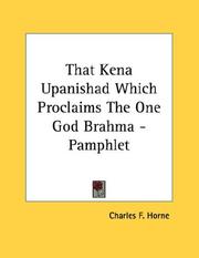 Cover of: That Kena Upanishad Which Proclaims The One God Brahma - Pamphlet