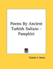 Cover of: Poems By Ancient Turkish Sultans - Pamphlet