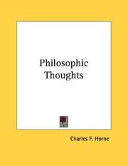 Cover of: Philosophic Thoughts