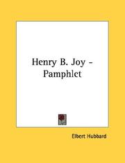 Cover of Henry B. Joy - Pamphlet by Elbert Hubbard