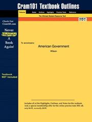 Cover of: Outlines & Highlights for American Government by Wilson, ISBN: 061822145x