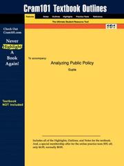 Cover of: Outlines & Highlights for Analyzing Public Policy  by Gupta, ISBN by Cram101 Textbook Reviews Staff