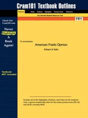 Cover of: Outlines & Highlights for American Public Opinion by Erikson, ISBN: 032112734x