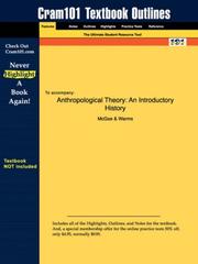 Cover of: Outlines & Highlights for Anthropological Theory: An Introductory History by McGee, ISBN by Cram101 Textbook Reviews Staff
