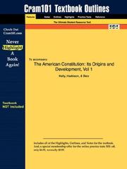 Cover of: Outlines & Highlights for The American Constitution: Its Origins and Development, Vol 1