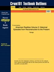 Cover of: Outlines & Highlights for American Realities Volume 2: Historical Episodes from Reconstruction to the Present by Youngs, ISBN: 0321157079