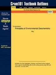 Cover of: Outlines & Highlights for Principles of Environmental Geochemistry by Eby, ISBN: 0122290615