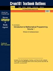 Cover of: Outlines & Highlights for Introduction to Mathematical Programming: Volume 1 by Winston, ISBN: 0534359647