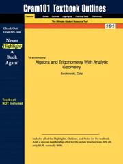 Cover of: Outlines & Highlights for Algebra and Trigonometry With Analytic Geometry by Swokowski ISBN by Cram101 Textbook Reviews Staff