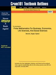 Cover of: Outlines & Highlights for Finite Mathematics For Business, Economics, Life Sciences, And Social Sciences by Barnett ISBN: 0131139622