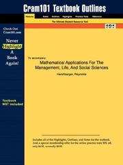 Cover of: Outlines & Highlights for Mathematical Applications For The Management, Life, And Social Sciences by Harshbarger ISBN: 0618293582