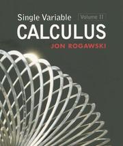 Cover of: Single Variable Calculus, Volume 2