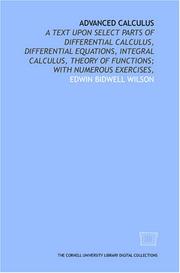 Cover of: Advanced calculus by Edwin Bidwell Wilson