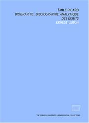 Cover of: Émile Picard: biographie, bibliographie analytique des écrits