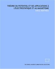 Cover of: Théorie du potentiel et ses applications à l'électrostatique et au magnétisme by Emile Mathieu