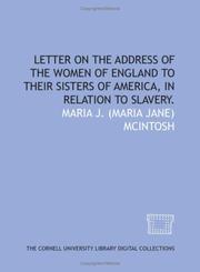 Cover of: Letter on the Address of the women of England to their sisters of America, in relation to slavery.