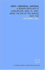 Cover of: Want,--individual, national by Hall, Nathaniel