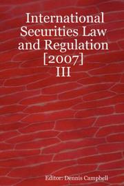 Cover of: International Securities Law and Regulation [2007] - III