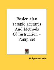 Cover of: Rosicrucian Temple Lectures And Methods Of Instruction - Pamphlet
