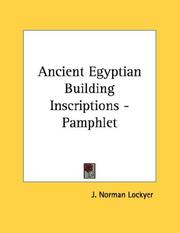 Cover of: Ancient Egyptian Building Inscriptions - Pamphlet