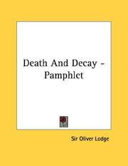 Cover of: Death And Decay - Pamphlet