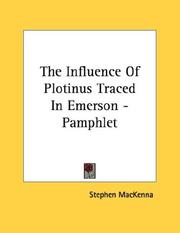 Cover of: The Influence Of Plotinus Traced In Emerson - Pamphlet